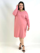 Sukienka plus size sweterkowa różowa – wygodna sukienka XXL na co dzień Stylowa XL