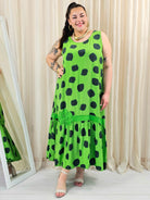 Sukienka plus size w grochy z falbaną – luźna sukienka damska XXL Stylowa XL