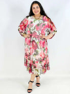 Sukienka plus size w odcieniach różu i zieleni – lekka, kobieca i stylowa Stylowa XL