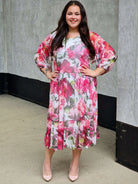 Sukienka plus size w odcieniach różu i zieleni – lekka, kobieca i stylowa Stylowa XL