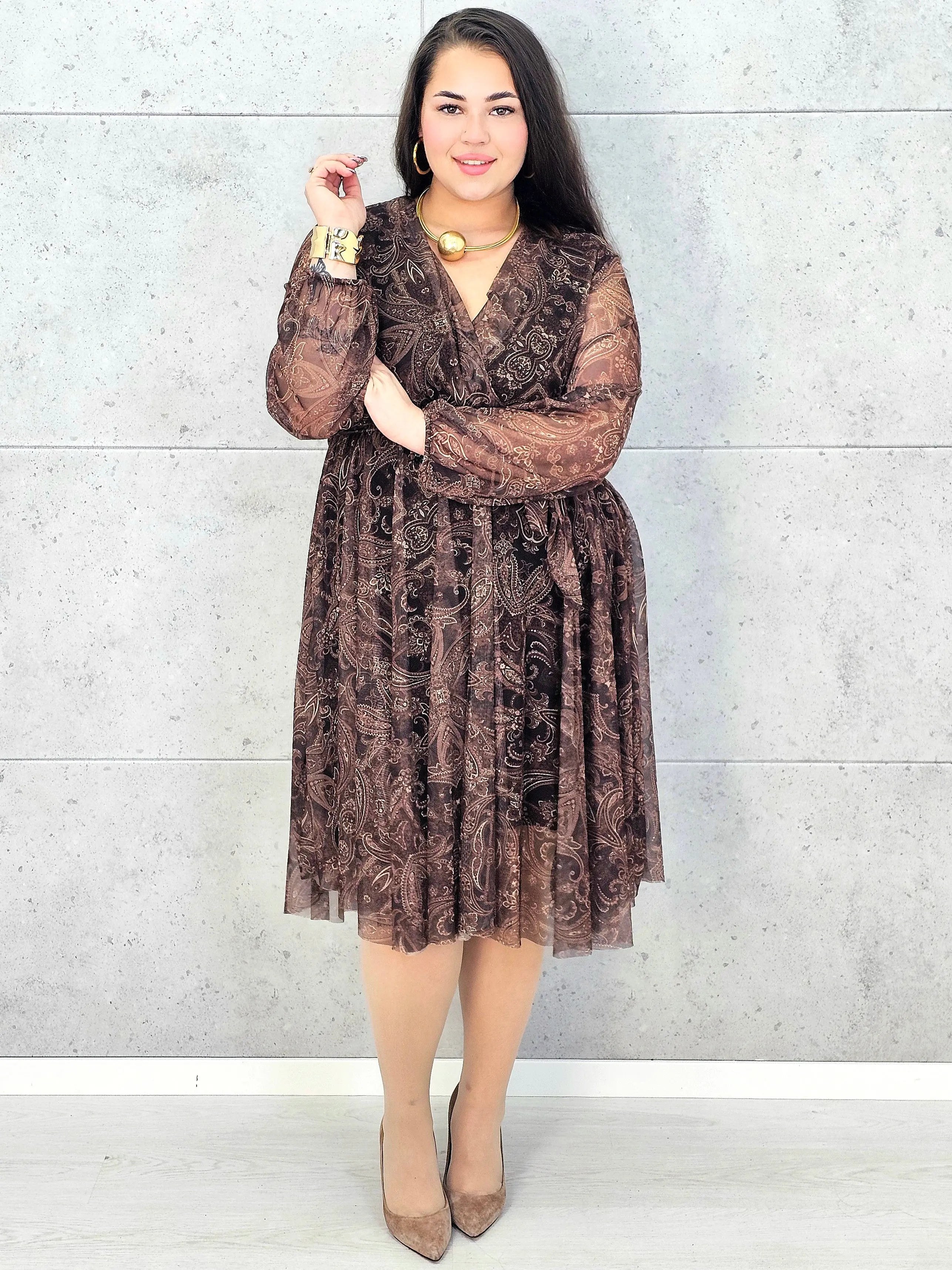 Sukienka plus size w orientalny wzór – elegancja i lekkość dla kobiet XXL Stylowa XL