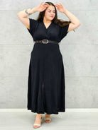 Sukienka plus size z dekoltem V i paskiem w talii Stylowa XL