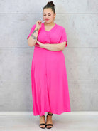 Sukienka plus size z dekoltem V i paskiem w talii Stylowa XL