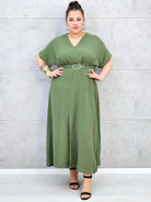 Sukienka plus size z dekoltem V i paskiem w talii Stylowa XL