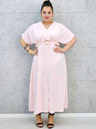 Sukienka plus size z dekoltem V i paskiem w talii Stylowa XL