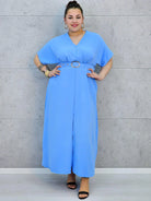 Sukienka plus size z dekoltem V i paskiem w talii Stylowa XL