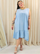 Sukienka plus size z falbaną – luźna sukienka damska XXL Stylowa XL