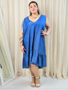 Sukienka plus size z falbaną – luźna sukienka damska XXL Stylowa XL