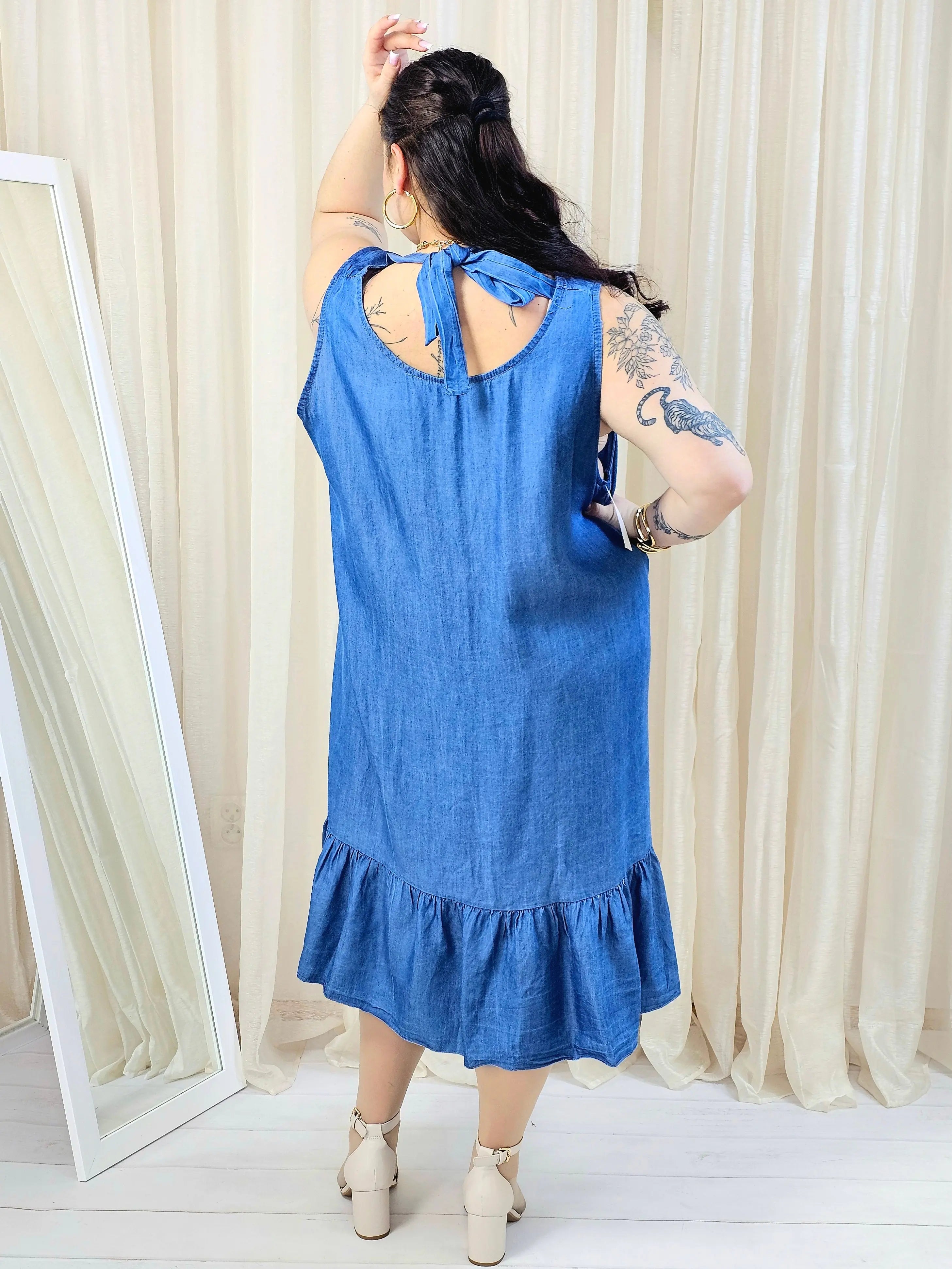 Sukienka plus size z falbaną – luźna sukienka damska XXL Stylowa XL