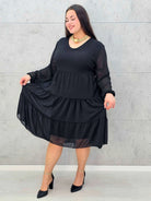 Sukienka plus size z falbanami – czekoladowa, bordowa i czarna Stylowa XL - Stylowa XL