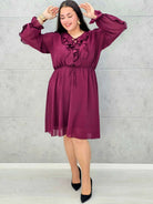 Sukienka plus size z falbanami – czekoladowa, bordowa i czarna Stylowa XL - Stylowa XL