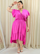 Sukienka plus size z kopertowym dekoltem – asymetryczna sukienka damska XXL Stylowa XL