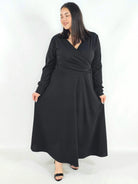 Sukienka plus size z kopertowym dekoltem – elegancka sukienka damska XXL z długim rękawem Stylowa XL
