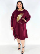 Sukienka plus size z nadrukiem pióra – modna sukienka XXL oversize Stylowa XL