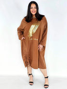Sukienka plus size z nadrukiem pióra – modna sukienka XXL oversize Stylowa XL
