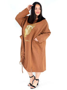 Sukienka plus size z nadrukiem pióra – modna sukienka XXL oversize Stylowa XL