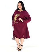 Sukienka plus size z nadrukiem pióra – modna sukienka XXL oversize Stylowa XL