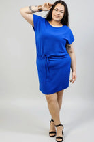 Sukienka plus size z wiązaniem w talii – niebieska sukienka XXL Stylowa XL