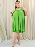 Sukienka plus size zielona na ramiączkach – lekka sukienka XXL na lato Stylowa XL