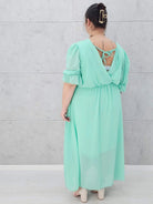 Sukienka szyfonowa maxi z bufiastym rękawem – w wielu kolorach 🌸✨ Stylowa XL