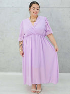 Sukienka szyfonowa maxi z bufiastym rękawem – w wielu kolorach 🌸✨ Stylowa XL