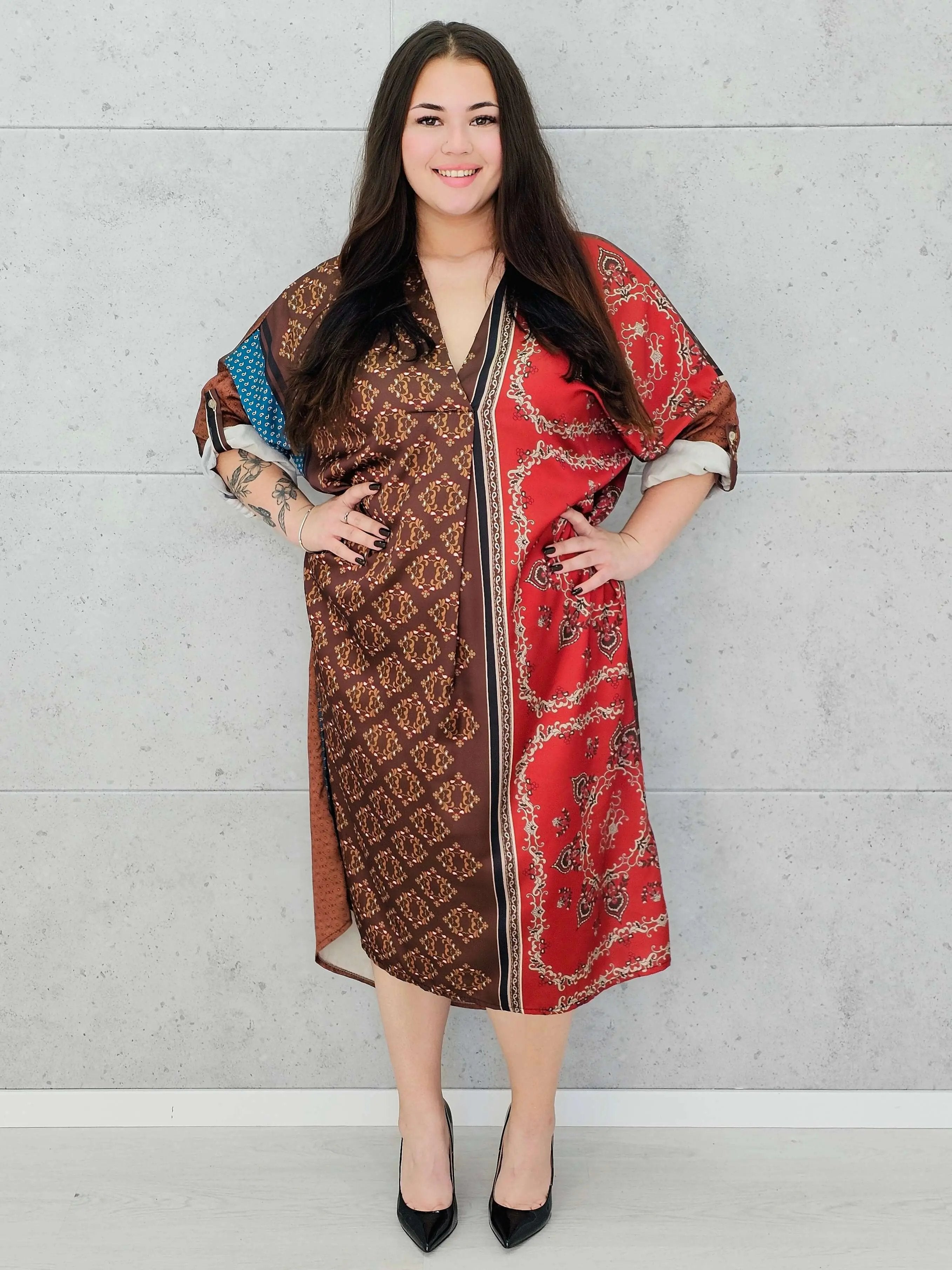 Sukienka w stylu boho z lekkiego materiał – moda dla kobiet plus size Stylowa XL