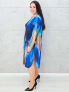 Sukienka wielokolorowa z paseczkiem Stylowa XL