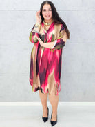 Sukienka wielokolorowa z paseczkiem Stylowa XL