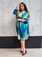Sukienka wielokolorowa z paseczkiem Stylowa XL