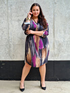 Sukienka wielokolorowa z paseczkiem Stylowa XL