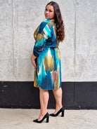 Sukienka wielokolorowa z paseczkiem Stylowa XL