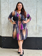 Sukienka wielokolorowa z paseczkiem Stylowa XL