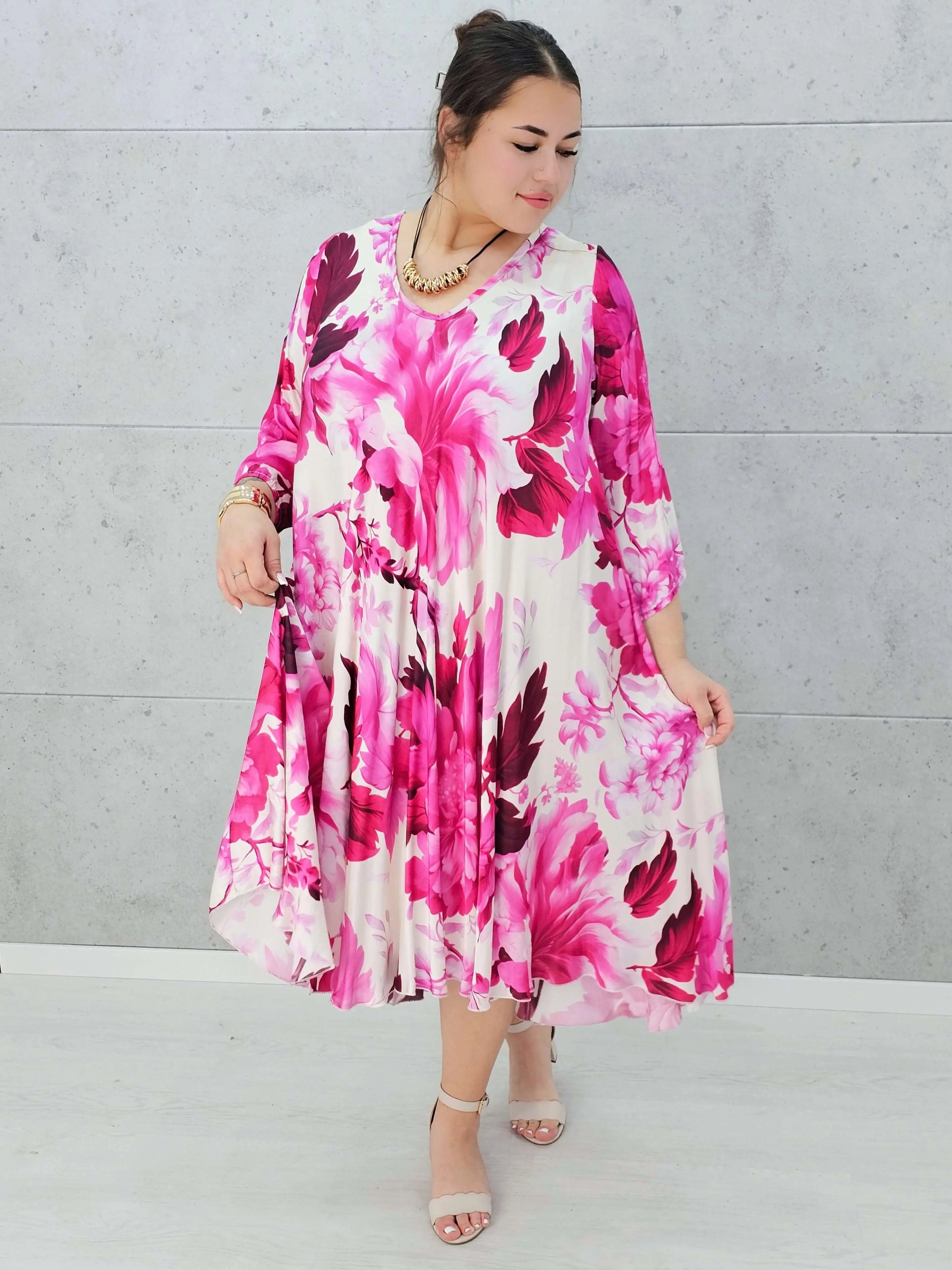 Sukienka wiskozowa z wzorem po całości Stylowa XL