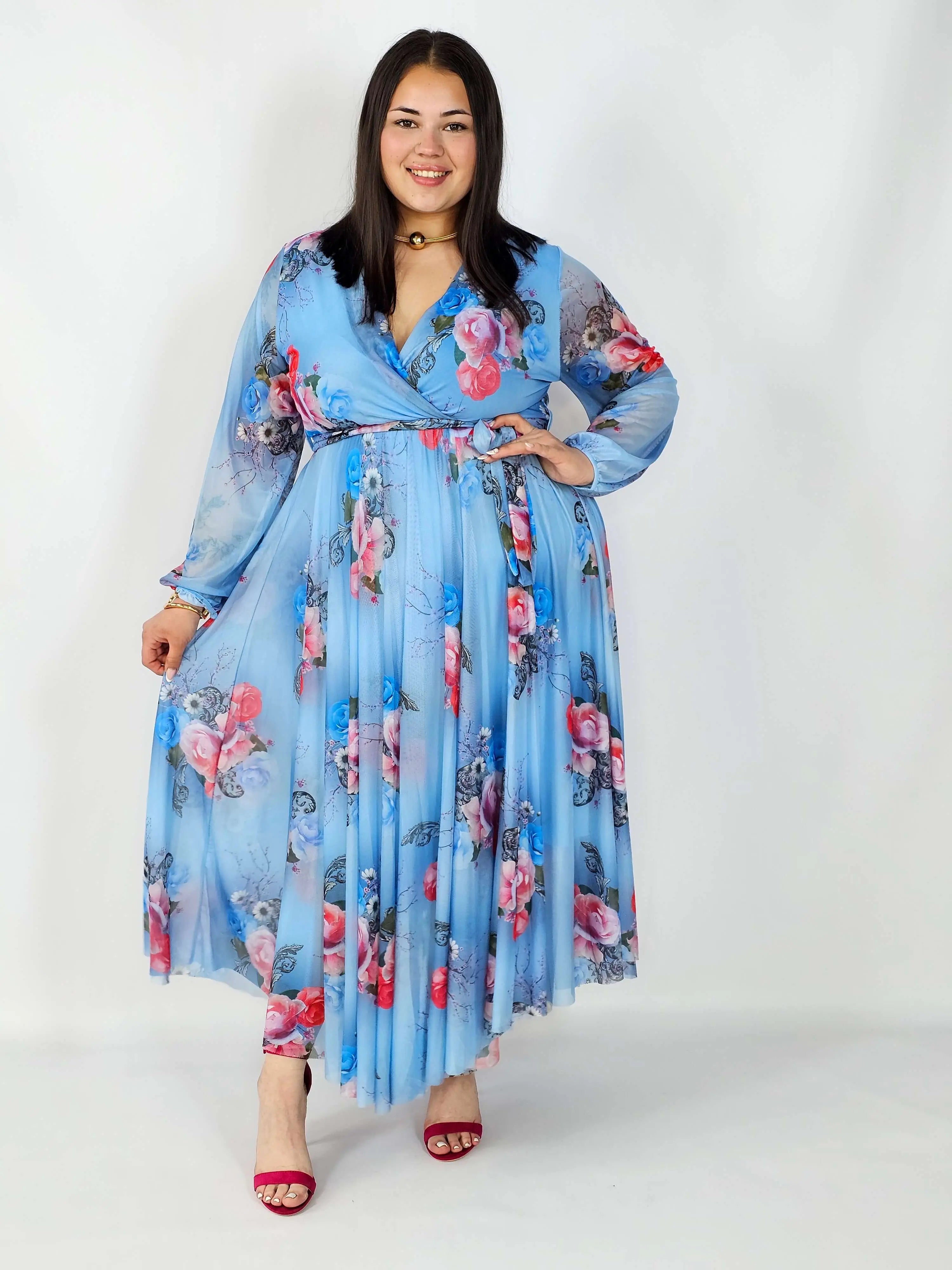 Sukienka z Siateczkowym Wykończeniem Plus Size StylowaXL – Romantyczna Elegancja i Lekkość Stylowa XL
