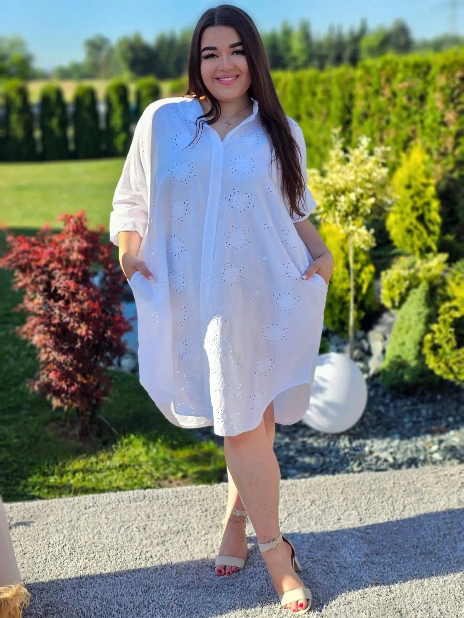 Sukienka z haftem angielskim Stylowa XL