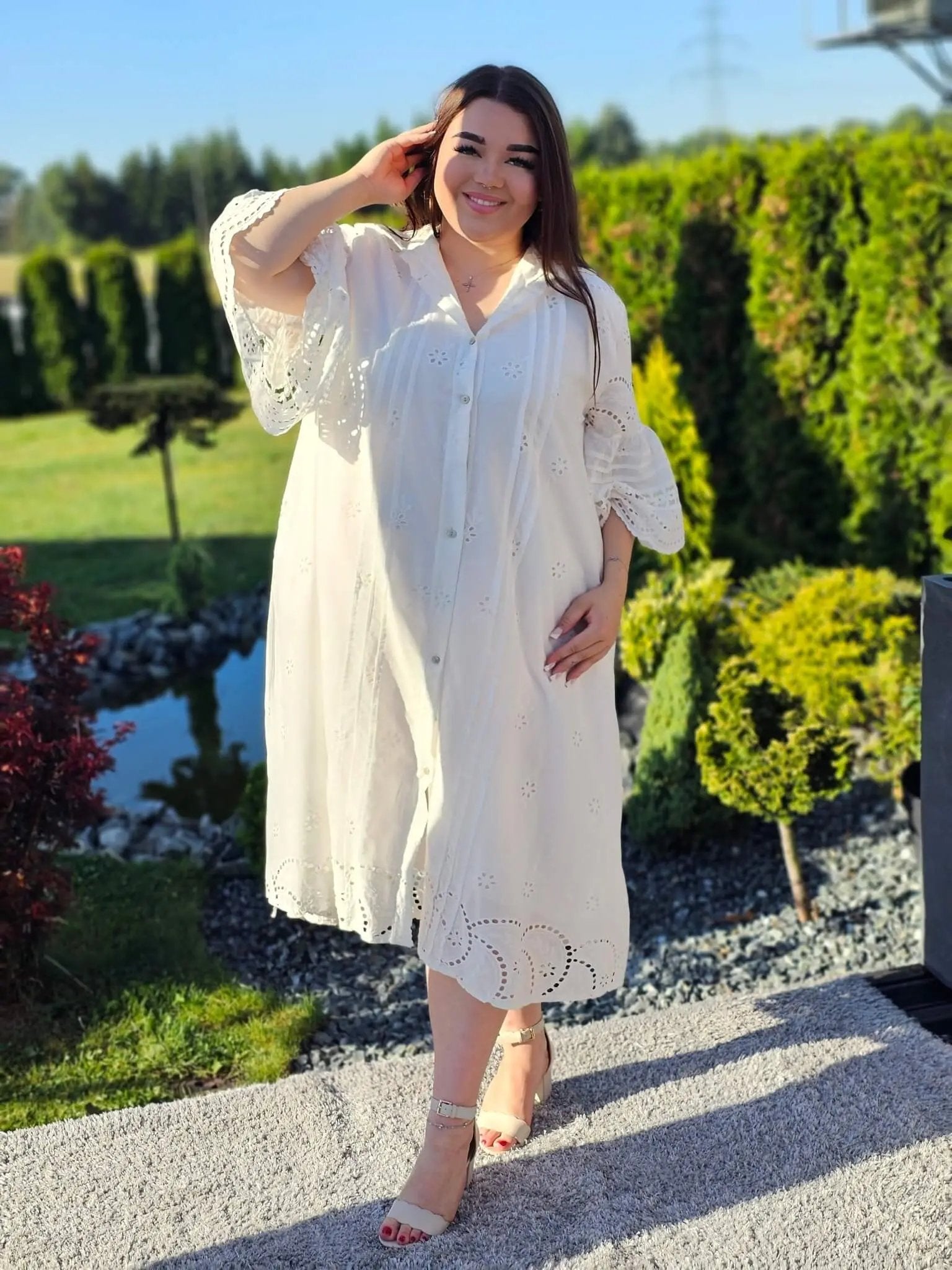 Sukienka z haftem angielskim Stylowa XL