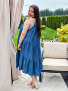 Sukienka z lekkiego jeansu na ramiączkach - dwa odcienie Stylowa XL