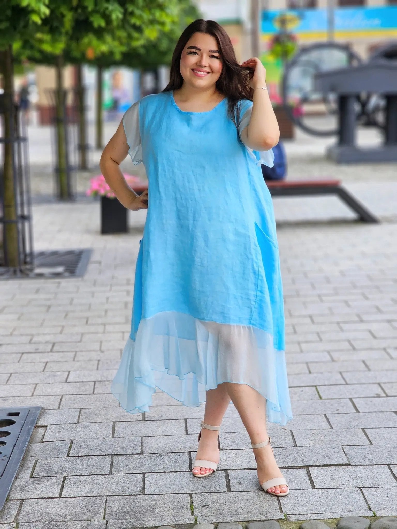 Sukienka z mieszanki lnu Stylowa XL