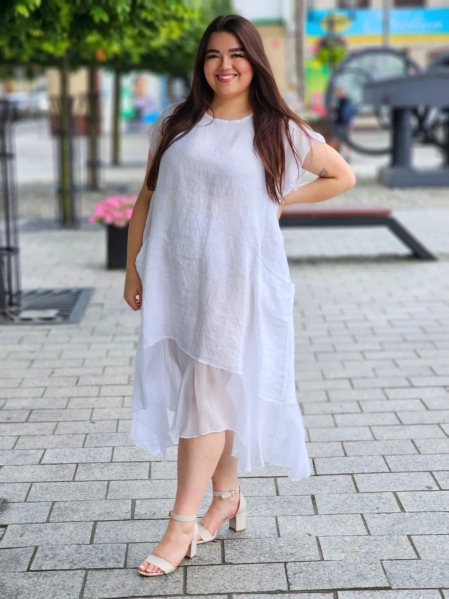 Sukienka z mieszanki lnu Stylowa XL