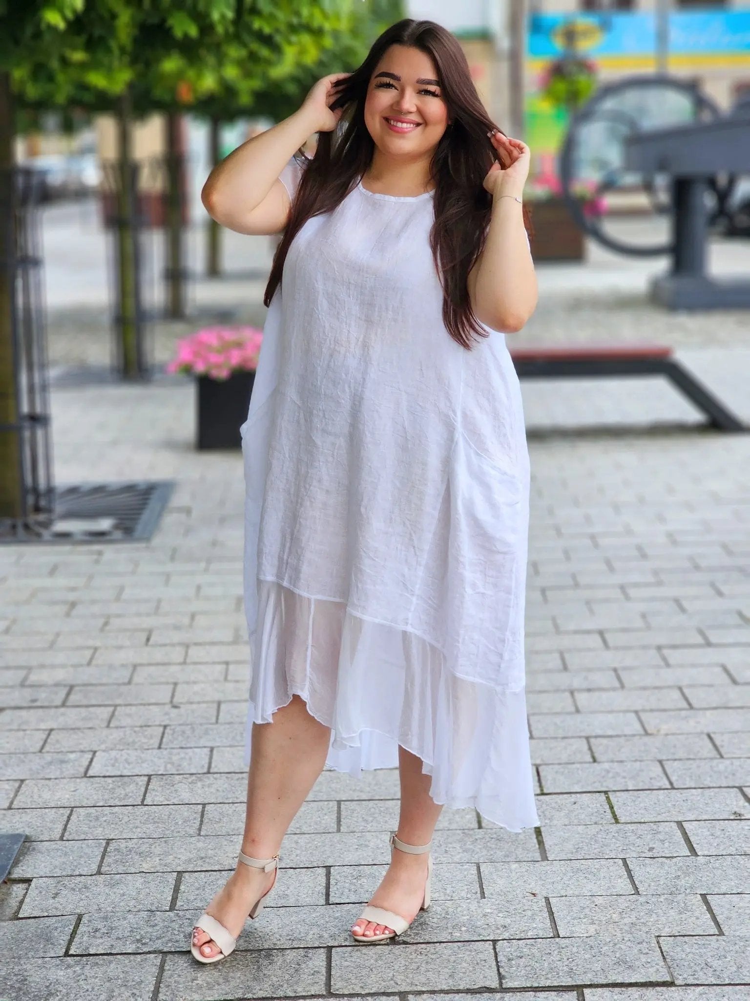 Sukienka z mieszanki lnu Stylowa XL