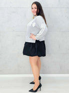 Sukienka z napisem Angel – szara sukienka plus size z czarnym dołem Stylowa XL