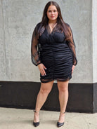 Sukienka z tiulem i drapowaniem Stylowa XL