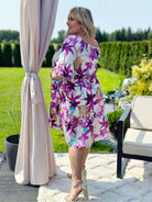 Sukienka z wiązaniem przy dekolcie - fioletowa Stylowa XL