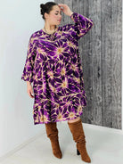 Sukienka z wzorem , wiązanie przy dekolcie - trzy kolory Stylowa XL