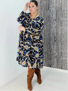 Sukienka z wzorem , wiązanie przy dekolcie - trzy kolory Stylowa XL