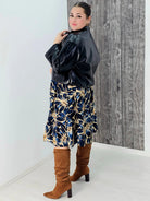Sukienka z wzorem , wiązanie przy dekolcie - trzy kolory Stylowa XL
