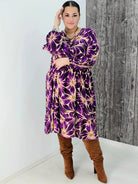 Sukienka z wzorem , wiązanie przy dekolcie - trzy kolory Stylowa XL
