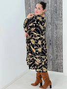 Sukienka z wzorem , wiązanie przy dekolcie - trzy kolory Stylowa XL