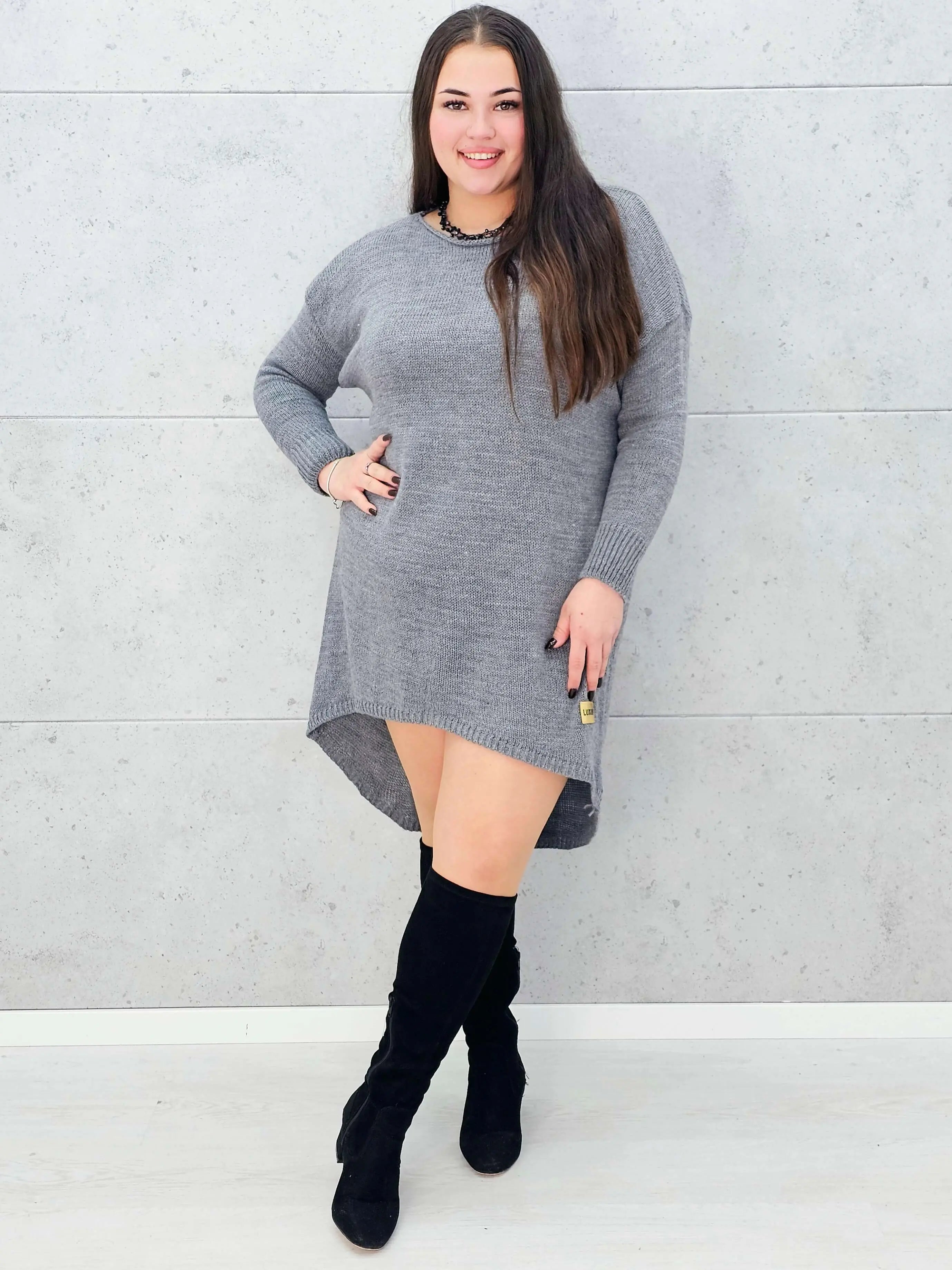 Sweter-Tunika z Ażurowym Splotem Stylowa XL