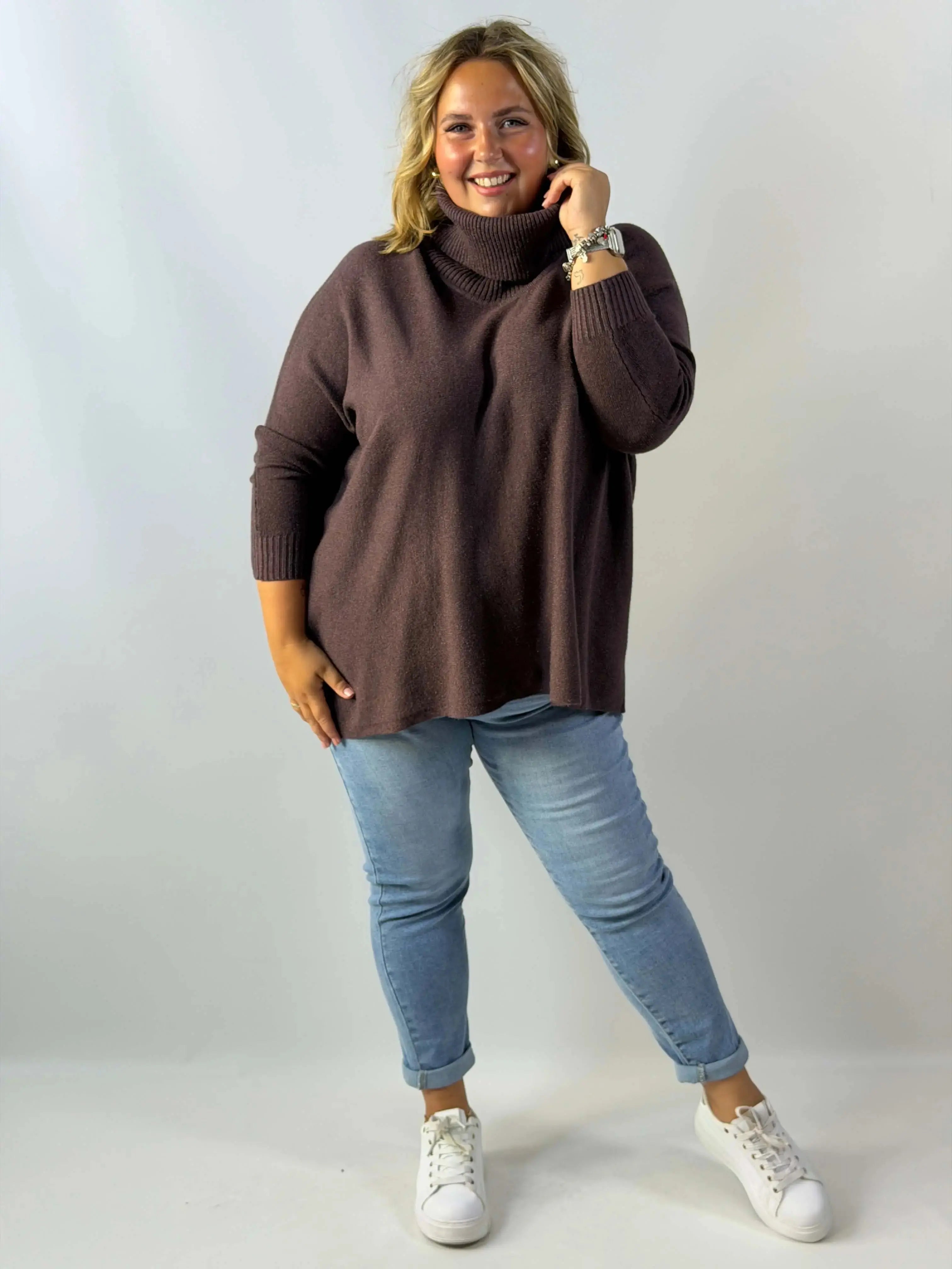 Sweter damski Plus Size z szerokim golfem i luźnym fasonem Stylowa XL